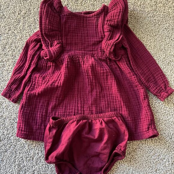 Cat & Jack Maroon Ruffle Dress - Size 18 months - Picture 1 of 4